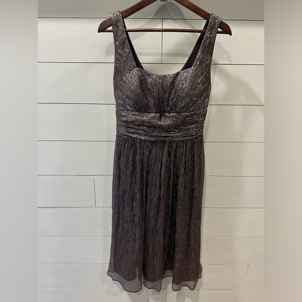 Marina Elegant Gold Silk Metallic Dress- size 10